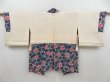 Photo6: 4702T10z650 Vintage Japanese Kimono Silk HAORI Flower Navy (6)