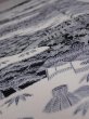 Photo4: 2Z03z100  Japanese Kimono Crepe Silk  FABRIC Scenery Black 67.7x14.2 (4)