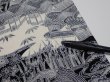 Photo5: 2Z03z100  Japanese Kimono Crepe Silk  FABRIC Scenery Black 67.7x14.2 (5)