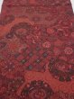 Photo1: 2W01z70  Japanese Kimono Crepe Silk  FABRIC Flowers Dark red 40.2x14.0 (1)