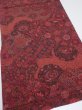 Photo2: 2W01z70  Japanese Kimono Crepe Silk  FABRIC Flowers Dark red 40.2x14.0 (2)