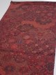 Photo3: 2W01z70  Japanese Kimono Crepe Silk  FABRIC Flowers Dark red 40.2x14.0 (3)