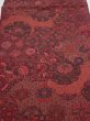 Photo1: 2W02z70  Japanese Kimono Crepe Silk  FABRIC Flowers Dark red 40.2x13.6 (1)