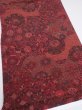 Photo2: 2W02z70  Japanese Kimono Crepe Silk  FABRIC Flowers Dark red 40.2x13.6 (2)