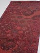 Photo3: 2W02z70  Japanese Kimono Crepe Silk  FABRIC Flowers Dark red 40.2x13.6 (3)