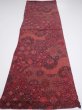 Photo5: 2W02z70  Japanese Kimono Crepe Silk  FABRIC Flowers Dark red 40.2x13.6 (5)