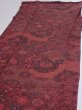 Photo3: 2W03z110  Japanese Kimono Crepe Silk  FABRIC Flowers Dark red 67.7x13.8 (3)