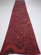 Photo5: 2W03z110  Japanese Kimono Crepe Silk  FABRIC Flowers Dark red 67.7x13.8 (5)