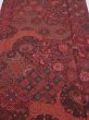 Photo1: 2W04z110  Japanese Kimono Crepe Silk  FABRIC Flowers Dark red 67.7x14.0 (1)