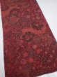 Photo2: 2W04z110  Japanese Kimono Crepe Silk  FABRIC Flowers Dark red 67.7x14.0 (2)