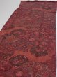 Photo3: 2W04z110  Japanese Kimono Crepe Silk  FABRIC Flowers Dark red 67.7x14.0 (3)