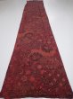 Photo5: 2W04z110  Japanese Kimono Crepe Silk  FABRIC Flowers Dark red 67.7x14.0 (5)