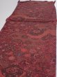 Photo3: 2W05z110  Japanese Kimono Crepe Silk  FABRIC Flowers Dark red 67.7x14.0 (3)