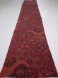 Photo5: 2W06z110  Japanese Kimono Crepe Silk  FABRIC Flowers Dark red 67.7x14.0 (5)