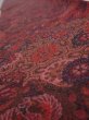 Photo5: 2W08z50  Japanese Kimono Crepe Silk  FABRIC Flowers Dark red 60.6x6.9 (5)