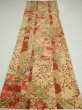 Photo5: 2W01z60  Japanese Kimono Silk  FABRIC Plum branch Brown 41.3x14.2 (5)