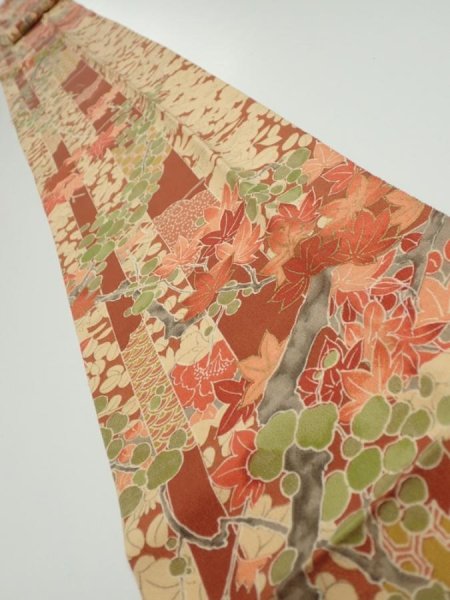 Photo1: 2W09z60  Japanese Kimono Silk  FABRIC Plum branch Brown 79.5x6.9 (1)