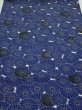 Photo1: 2W01z60  Japanese Kimono Silk  FABRIC Chrysanthemum Navy 45.7x13.8 (1)