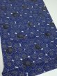 Photo2: 2W01z60  Japanese Kimono Silk  FABRIC Chrysanthemum Navy 45.7x13.8 (2)