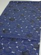 Photo4: 2W01z60  Japanese Kimono Silk  FABRIC Chrysanthemum Navy 45.7x13.8 (4)