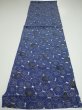 Photo5: 2W01z60  Japanese Kimono Silk  FABRIC Chrysanthemum Navy 45.7x13.8 (5)