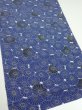 Photo2: 2W02z60  Japanese Kimono Silk  FABRIC Chrysanthemum Navy 46.5x13.8 (2)