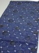 Photo3: 2W02z60  Japanese Kimono Silk  FABRIC Chrysanthemum Navy 46.5x13.8 (3)