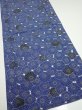 Photo2: 2W05z90  Japanese Kimono Silk  FABRIC Chrysanthemum Navy 65.4x14.0 (2)