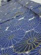 Photo4: 2W09z60  Japanese Kimono Silk  FABRIC Chrysanthemum Navy 81.1x6.9 (4)