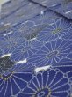 Photo4: 2W10z30  Japanese Kimono Silk  FABRIC Chrysanthemum Navy 35.8x6.9 (4)