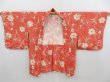 Photo5: 4706T08z550 Vintage Japanese Kimono Silk HAORI Flower Dark coral (5)