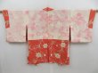 Photo6: 4706T08z550 Vintage Japanese Kimono Silk HAORI Flower Dark coral (6)