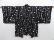 Photo1: 4706T10z580 Vintage Japanese Kimono Silk HAORI Flower Black (1)