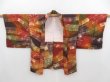 Photo5: 4706T11z600 Vintage Japanese Kimono Silk HAORI  Dark orange (5)