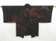 Photo1: 4706T04z560 Vintage Japanese Kimono Silk HAORI Flying crane Black (1)