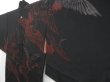 Photo2: 4706T04z560 Vintage Japanese Kimono Silk HAORI Flying crane Black (2)