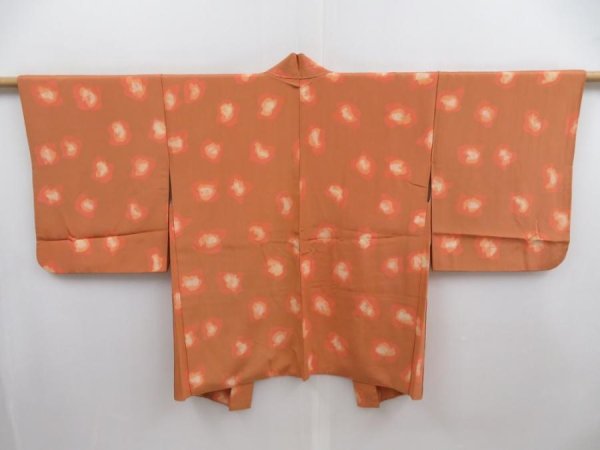 Photo1: 4714T01z560 Vintage Japanese Kimono Silk HAORI  Light brown (1)