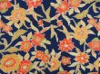 Photo3: 4714T03z550 Vintage Japanese Kimono Silk HAORI Flowers Dark navy (3)