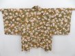 Photo1: 4714T05z580 Vintage Japanese Kimono Silk HAORI Flower Yellow ochre (1)