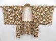 Photo5: 4714T05z580 Vintage Japanese Kimono Silk HAORI Flower Yellow ochre (5)