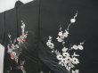 Photo2: 4714T11z640 Vintage Japanese Kimono Silk HAORI Flowers Black (2)