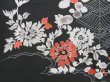 Photo4: 4714T11z640 Vintage Japanese Kimono Silk HAORI Flowers Black (4)