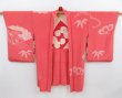 Photo1: 4714T13z610 Vintage Japanese Kimono Silk LONG HAORI Coral pink (1)