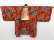 Photo5: 4718T03z480 Vintage Japanese Kimono Silk HAORI Flower Orange-Brown (5)