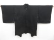 Photo1: 4718T04z610 Vintage Japanese Kimono Silk Embro HAORI Flowers Black (1)