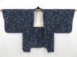 Photo5: 4718T05z520 Vintage Japanese Kimono Silk HAORI Plum branch Dark navy (5)