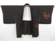 Photo5: 4718T07z640 Vintage Japanese Kimono Silk HAORI Flowers Lamp black (5)