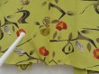 Photo5: 4718T09z560 Vintage Japanese Kimono Silk HAORI Camellia Yellow green (5)