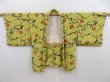 Photo6: 4718T09z560 Vintage Japanese Kimono Silk HAORI Camellia Yellow green (6)