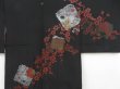 Photo3: 4718T10z500 Vintage Japanese Kimono Silk HAORI Plum blossom Black (3)